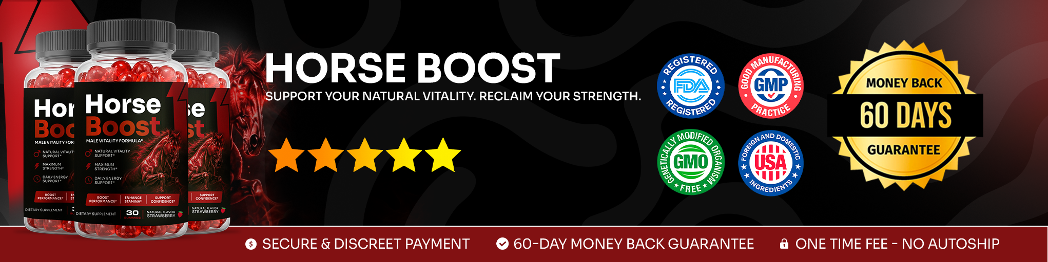 Horse Boost secure checkout guarantee badges